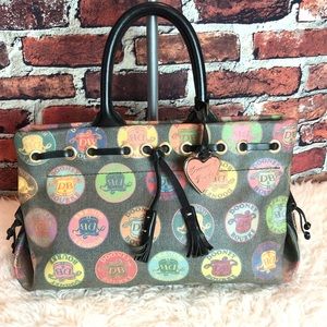 Vintage Dooney & Burke Multicolored Leather Tasseled Tote